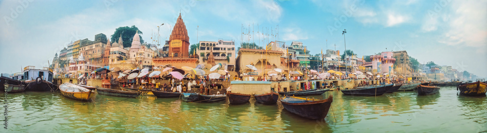 Panorama of ghats of the Ganges, Varanasi, India