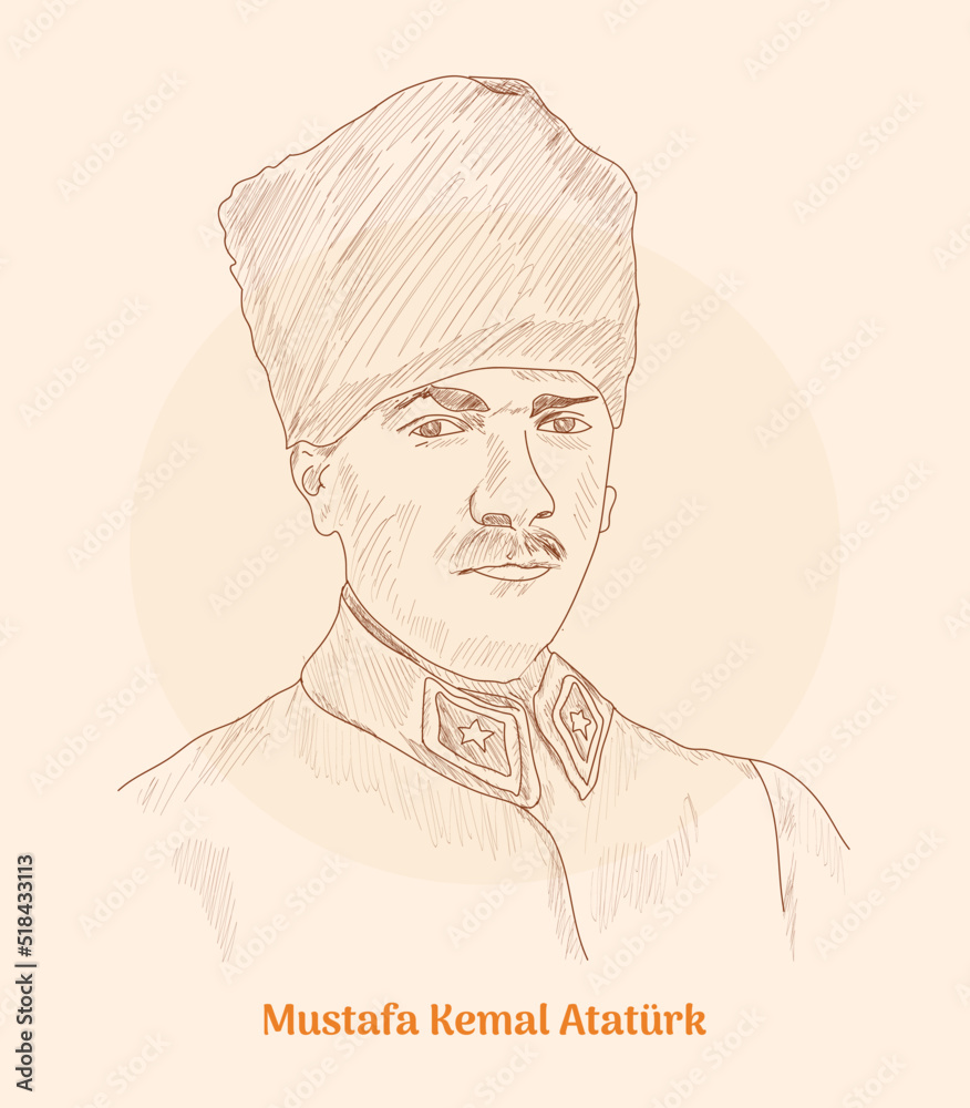mustafa kemal atatürk hand drawing vector illustration Stock Vector ...