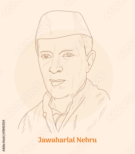 'Jawaharlal Nehrua' hand drawing vector illustration 