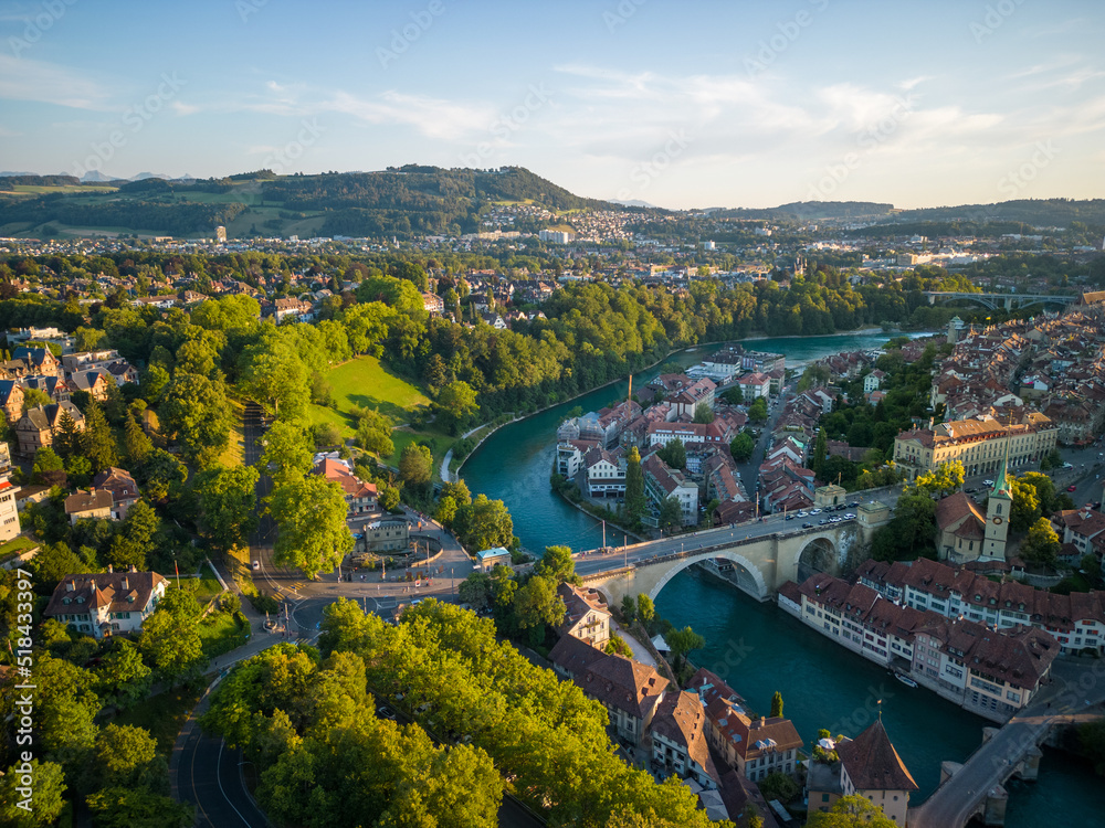 River Aare in the city of Bern Switzerland - view from above