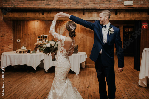 A couple dancing on their wedding day