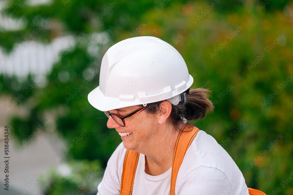 Happy Female roofer portrait Happy Female roofer portrait