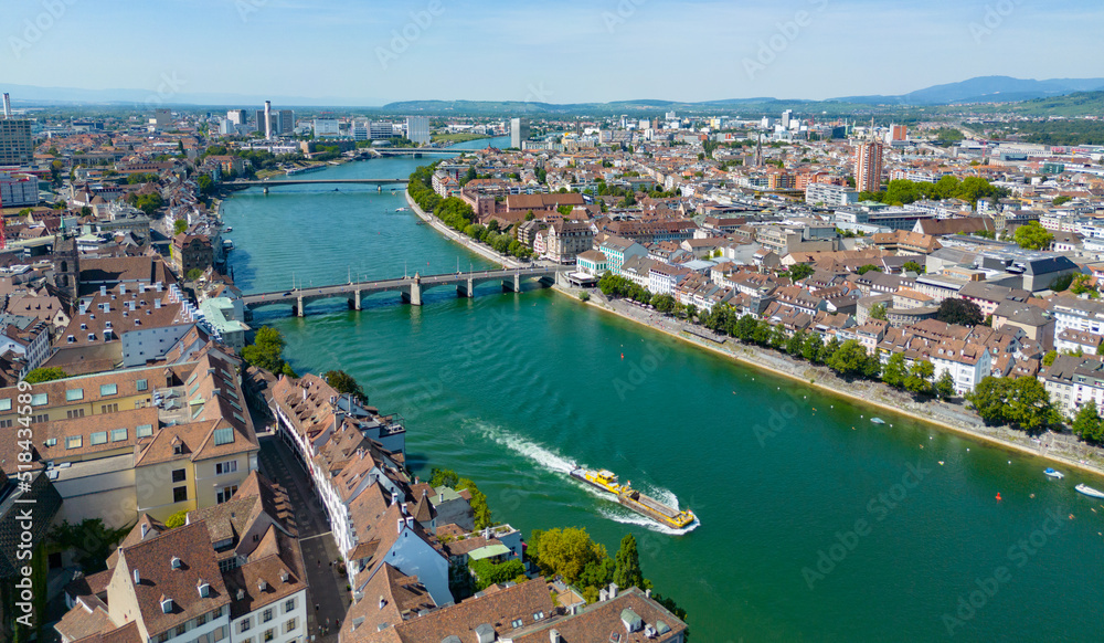 City of Basel in Switzerland from above - aerial view