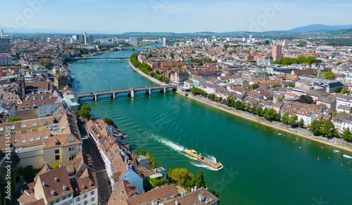 City of Basel in Switzerland from above - aerial view © 4kclips