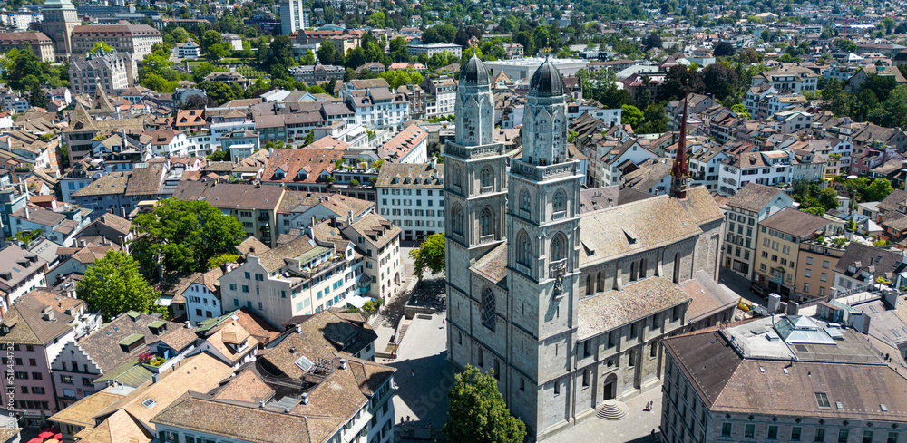 Grossmunster Cathedral in the City of Zurich in Switzerland