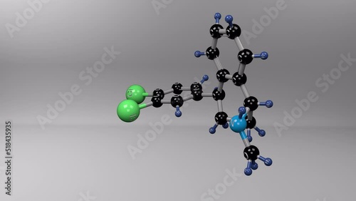 Sertraline molecule. Molecular structure of zoloft, antidepressant used in the therapy of depression, anxiety disorders and obsessive-compulsive disorder. photo