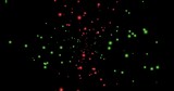 赤色と緑色の細かい光が回転しながら広がっていくアニメーション素材(黒背景) 　星　銀河　輝き　クリスマスカラー