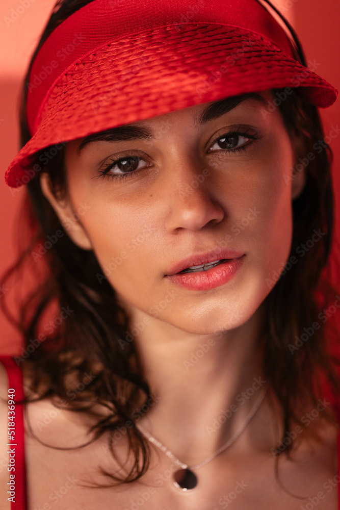 Young brunette looking at camera in summer Young brunette looking at camera in summer