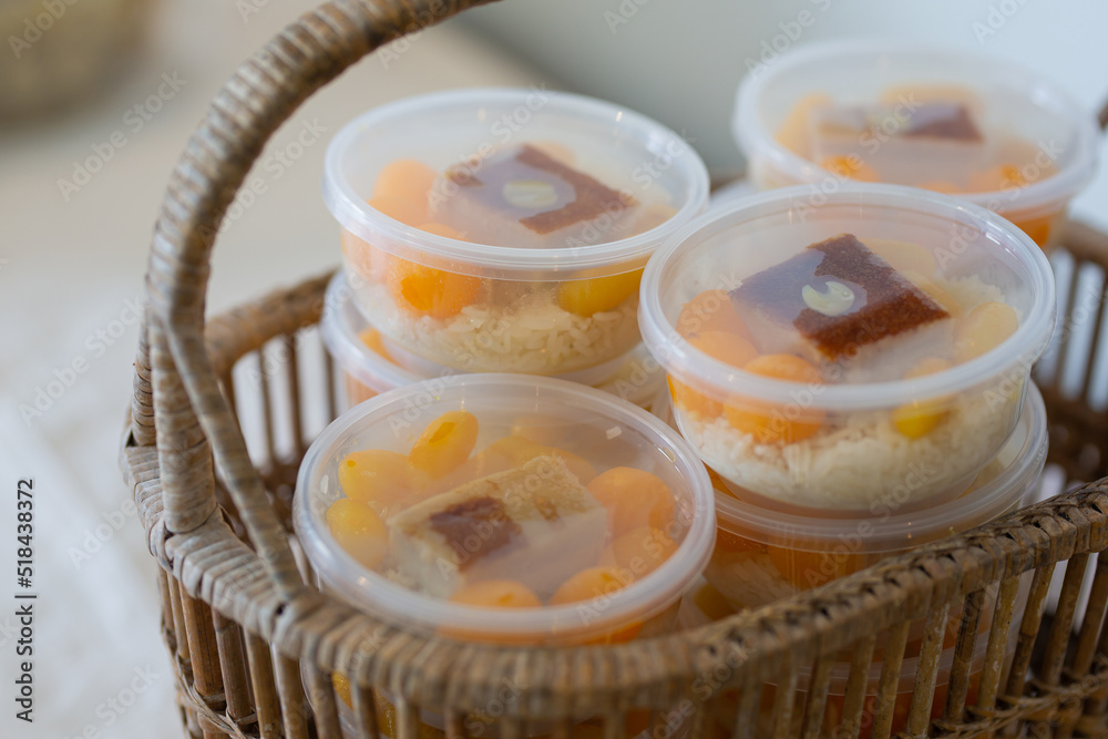 Tongyib sweets, Thong Yod, packed in a clear plastic box. Tongyib sweets, Thong Yod, packed in a clear plastic box.