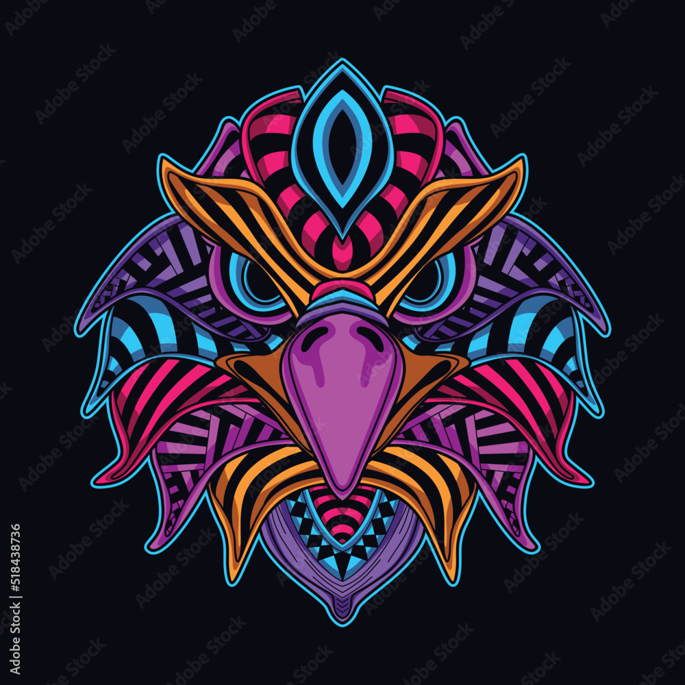 Fototapeta premium eagle neon zentangle artwork illustration