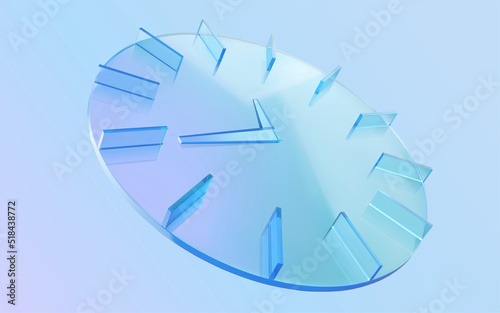 3d circle blue glass clock