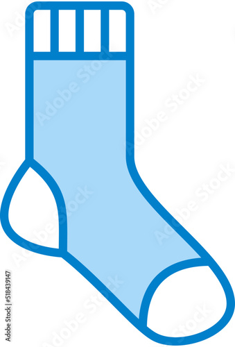 Single blue sock icon for laundry, wardrobe, or clothing collection