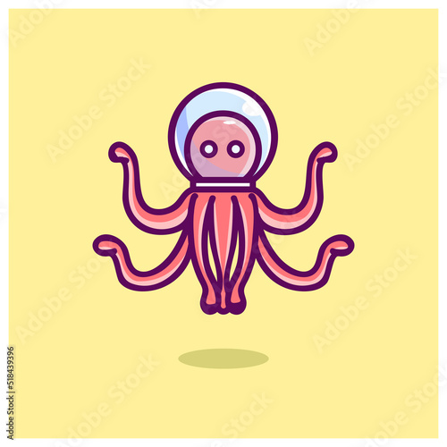 cute octopus air helmet vector character