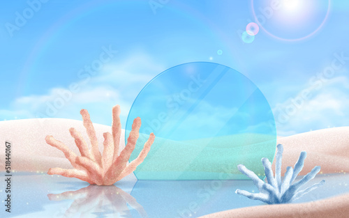 3d surreal summer beach scene