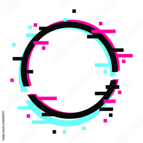 Frame of geometric shape with glitch effect. Modern trendy design elements. Vector illustration isolated on white background.