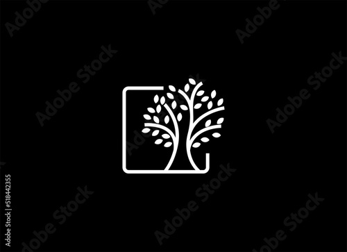 Tree vector icon. Nature trees minimalist vector illustration logo design.