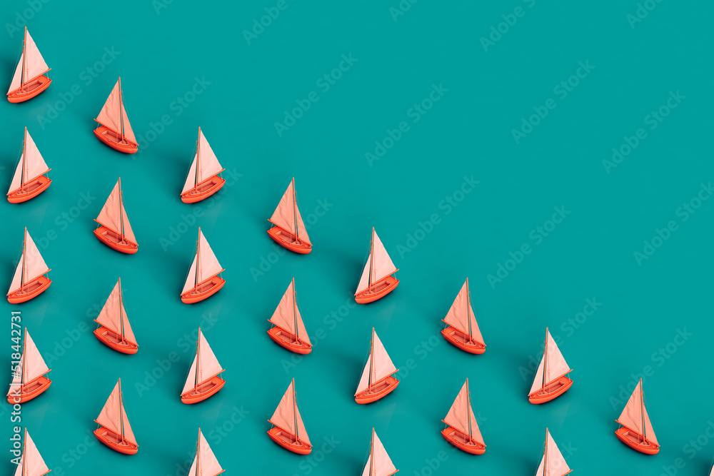 many pink sail boats in different positions many pink sail boats in different positions