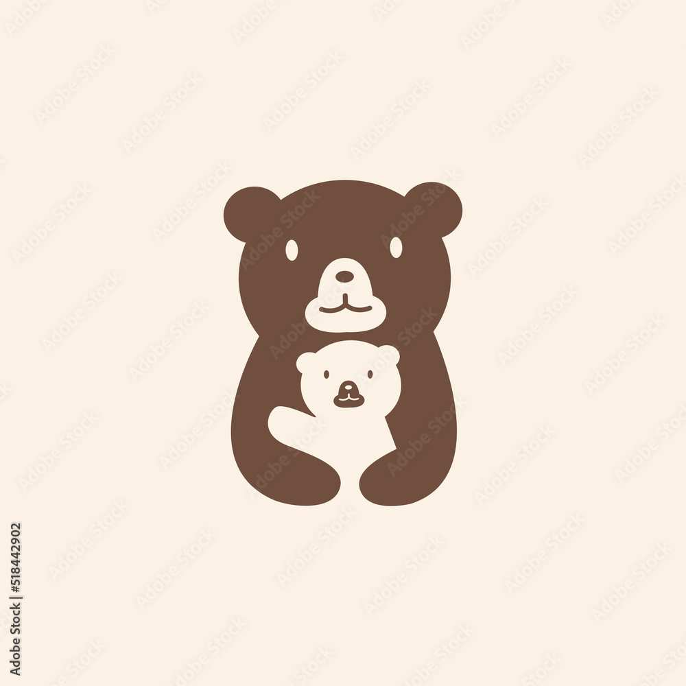 Bear mom and baby logo design illustration Bear mom and baby logo design illustration