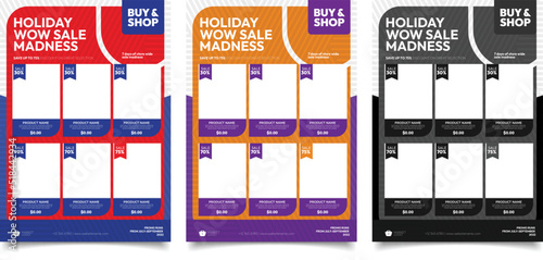 holiday wow sale supermarket promotion flyer template collection