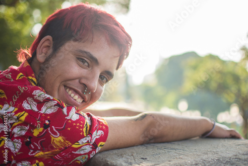 Happy latino trans man portrait