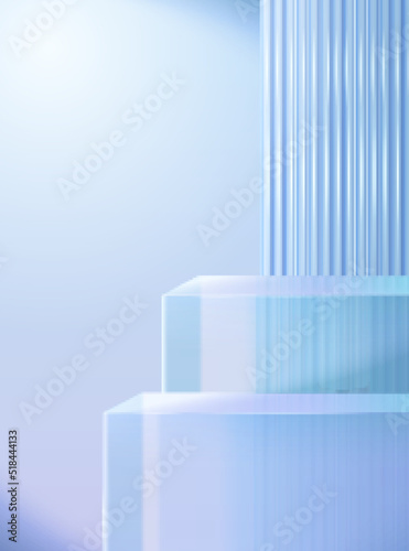 3d modern blue glass display podium