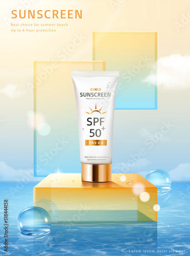 3d surreal sea cosmetic ad template