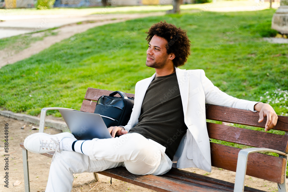 Positive Businessman Working Outside Positive Businessman Working Outside