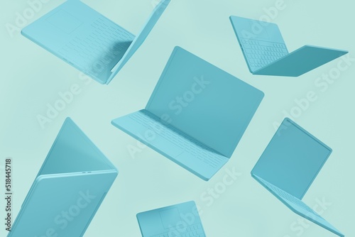 Laptops falling through the air