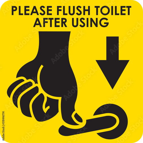 vector illustration toilet signed please flush toilet after using photo