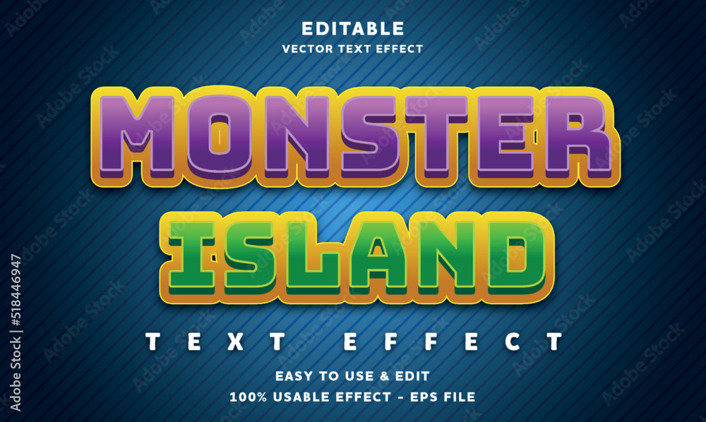 monster island editable text effect with modern and simple style, usable for logo or campaign title