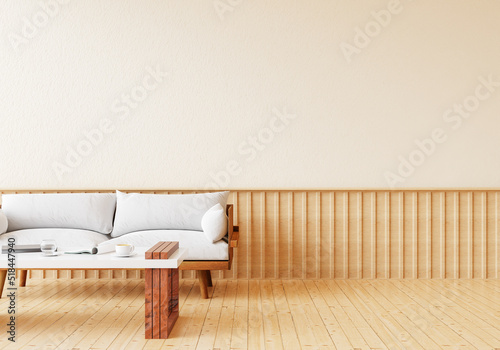 minimal room and decoration copy space - wall. 3D rendering.