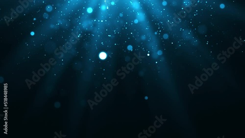 Blue Glittering Bokeh Particles Luxuries Background. Looped 4K Video