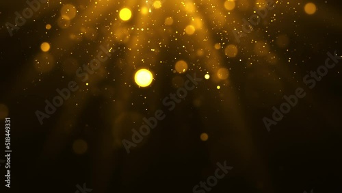 Golden Glittering Bokeh Particles Luxuries Background. Looped 4K Video