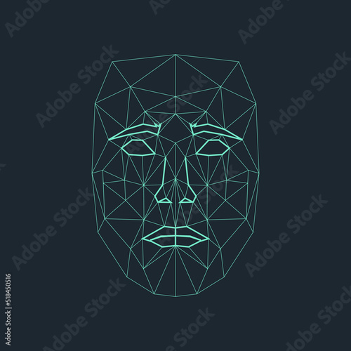 Biometric Facial Recognition Scanning Technology Icon Vector Illustration