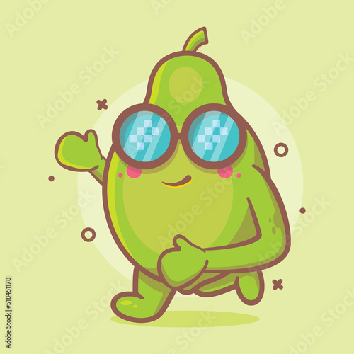 cute papaya fruit character mascot running isolated cartoon in flat style design