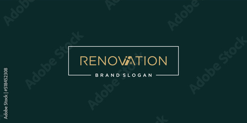 House logo design with hammer concept for service concept Premium Vector