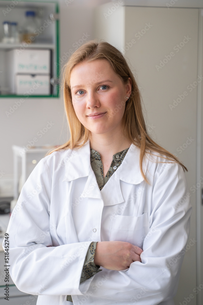 Portrait Of Female Scientist In Lab Portrait Of Female Scientist In Lab