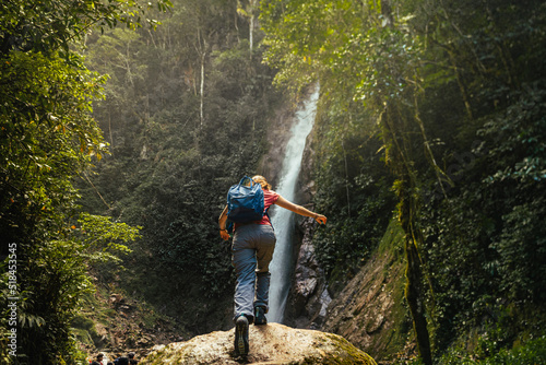 woman hiking in the forest