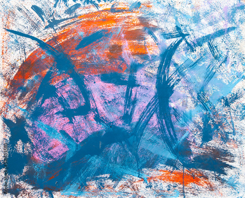 Abstract painting in rones of blue and mauve photo