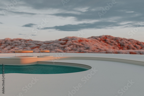 futuristic metaverse space at sunset