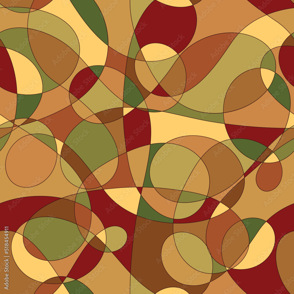 stained glass mosaic in warm colors. crisscrossed curves. vector illustration. seamless pattern. repetitive background. fabric swatch. wrapping paper. continuous design template for textile, apparel stained glass mosaic in warm colors. crisscrossed curves. vector illustration. seamless pattern. repetitive background. fabric swatch. wrapping paper. continuous design template for textile, apparel