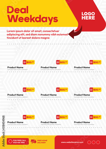 Supermarket deals weekdays promotion flyer template