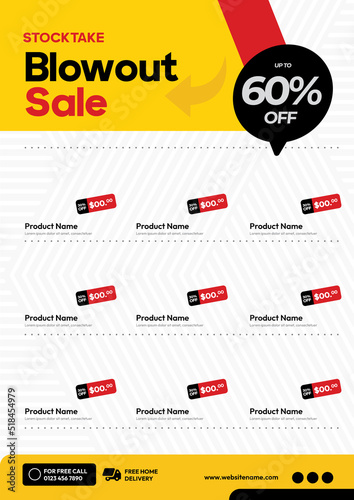 Supermarket shop blowout sale promotion flyer template