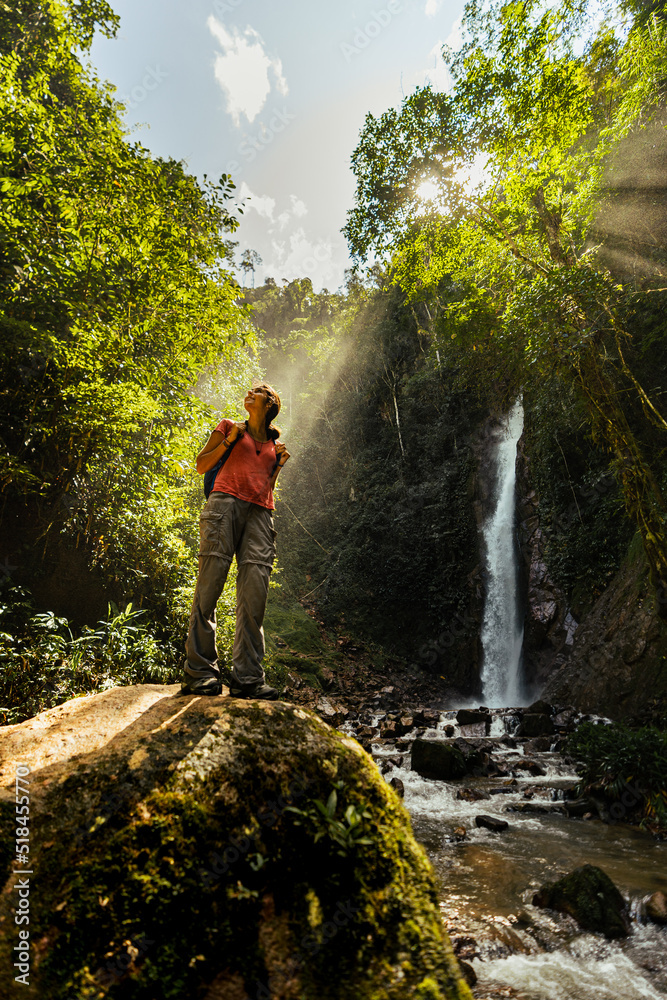 Traveller woman exploring nature Traveller woman exploring nature