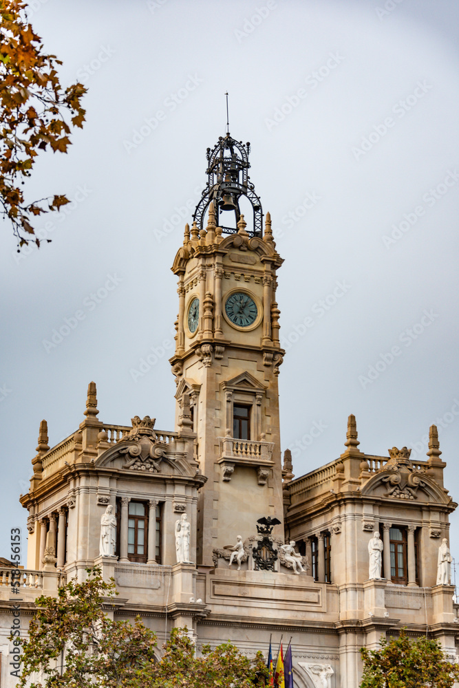 clock tower in the plaza of an european country