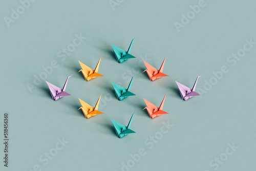 3d render of colorful swan origami photo