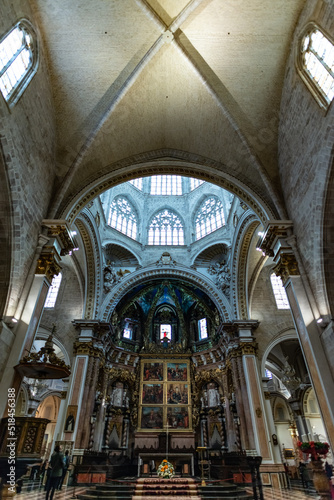 detail of the interior altar of the basilica Valencian Art Nouveau and gothic architecture church