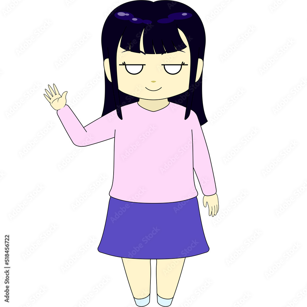 ちびキャラのイラスト(女性・正面) ちびキャラのイラスト(女性・正面)