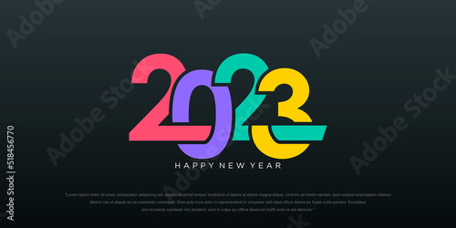Happy new year logo 2023 with colorful concept