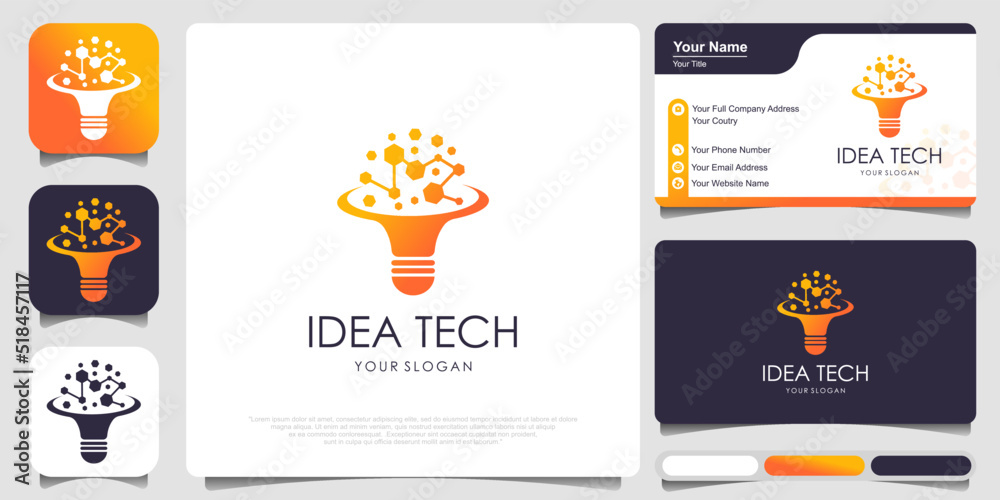 Bulb Tech Logo Template Design. Creative Vector Emblem, for Icon or Design Concept.